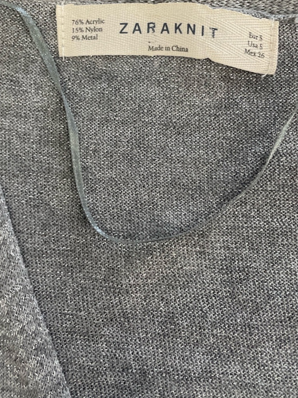 ZARAKNIT Metallic Gray Cropped Cardigan 🔥 - Size Small, Excellent Condition - Picture 6 of 10